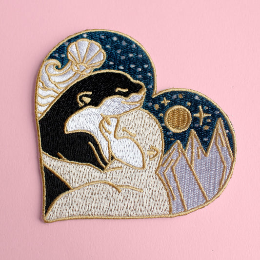 Hugging Otters Iron-on Patch