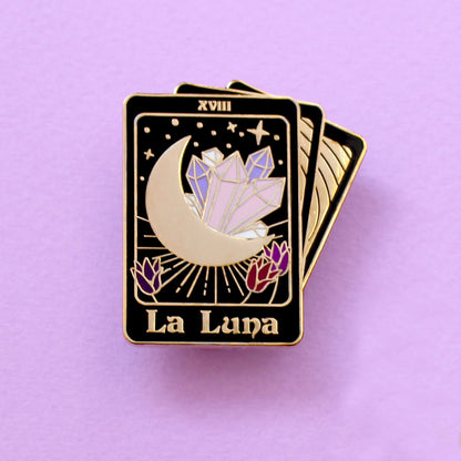 La Luna tarot card enamel pin