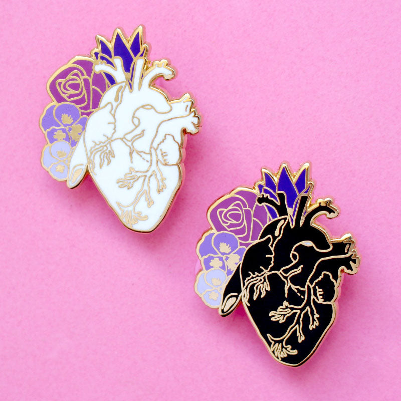 Anatomical heart enamel pin – Glitter Punk