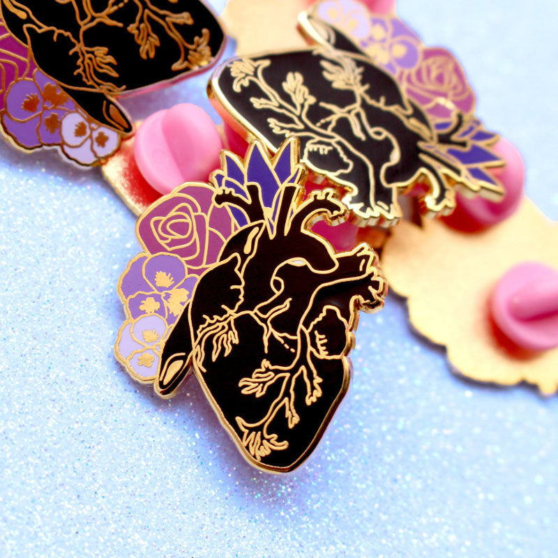 Anatomical heart enamel pin – Glitter Punk