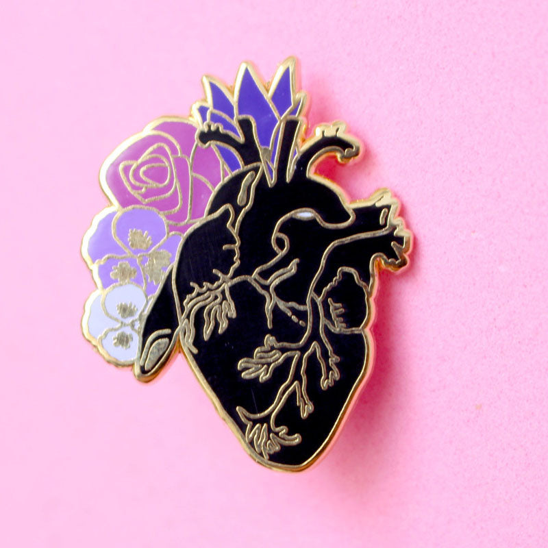 Anatomical heart enamel pin – Glitter Punk