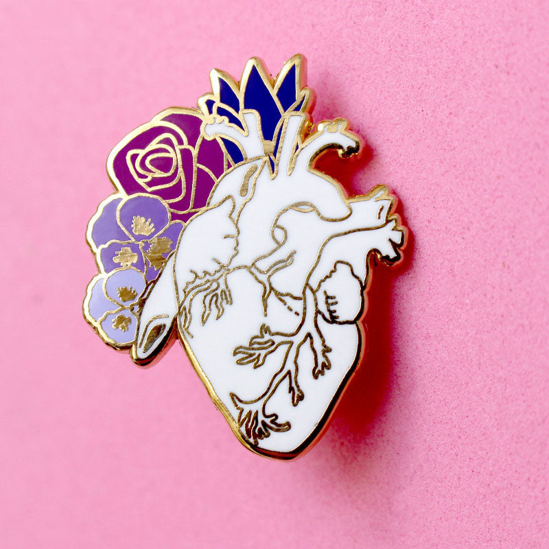 Anatomical heart enamel pin – Glitter Punk