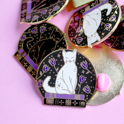 Book Loving Cat Enamel Pin